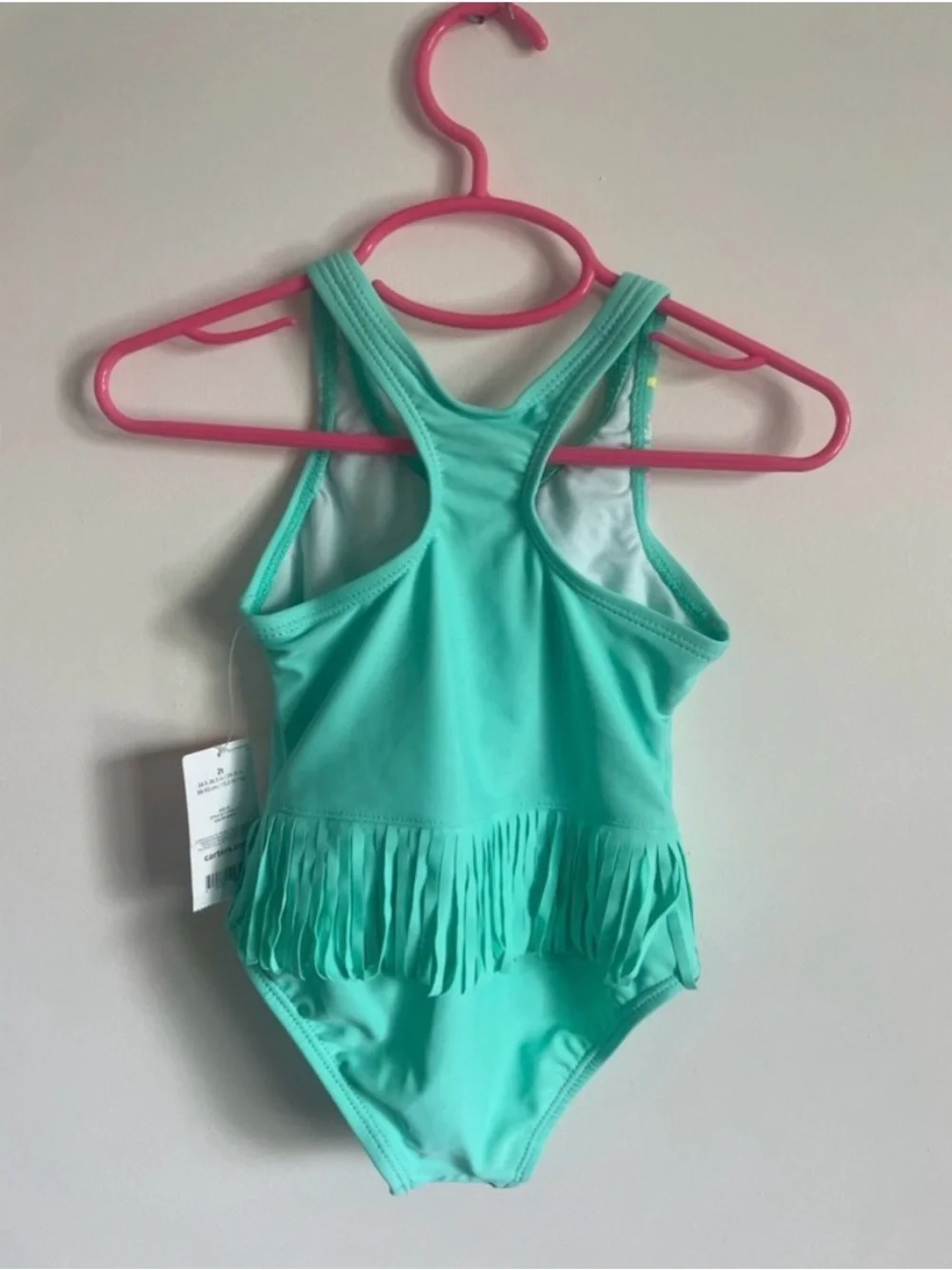 Carter’s Girls Floral Fringe Swimsuit NWT Turquoise One Piece size 2T